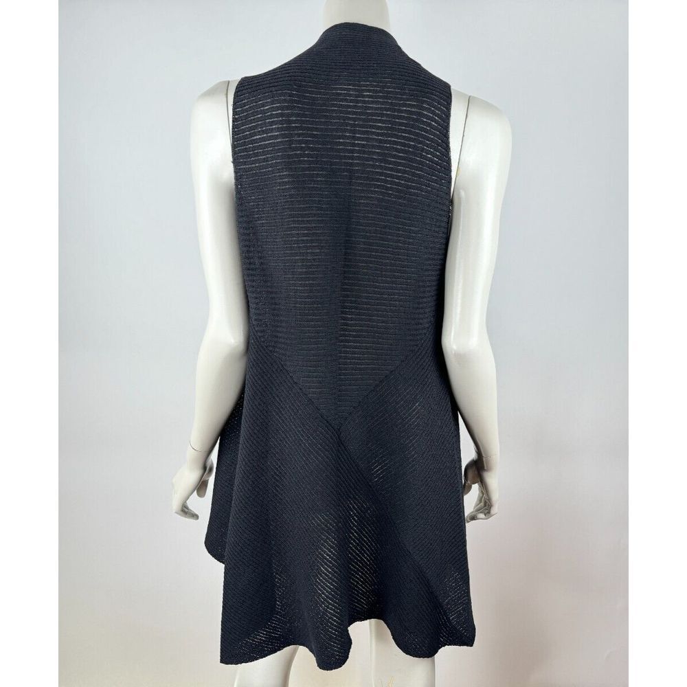 Eileen Fisher Wool Open Front Vest Women‎ S Lightweight Black Sleeveless Sweater